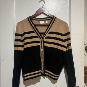 Cyrus Black and Tan Striped Cardigan